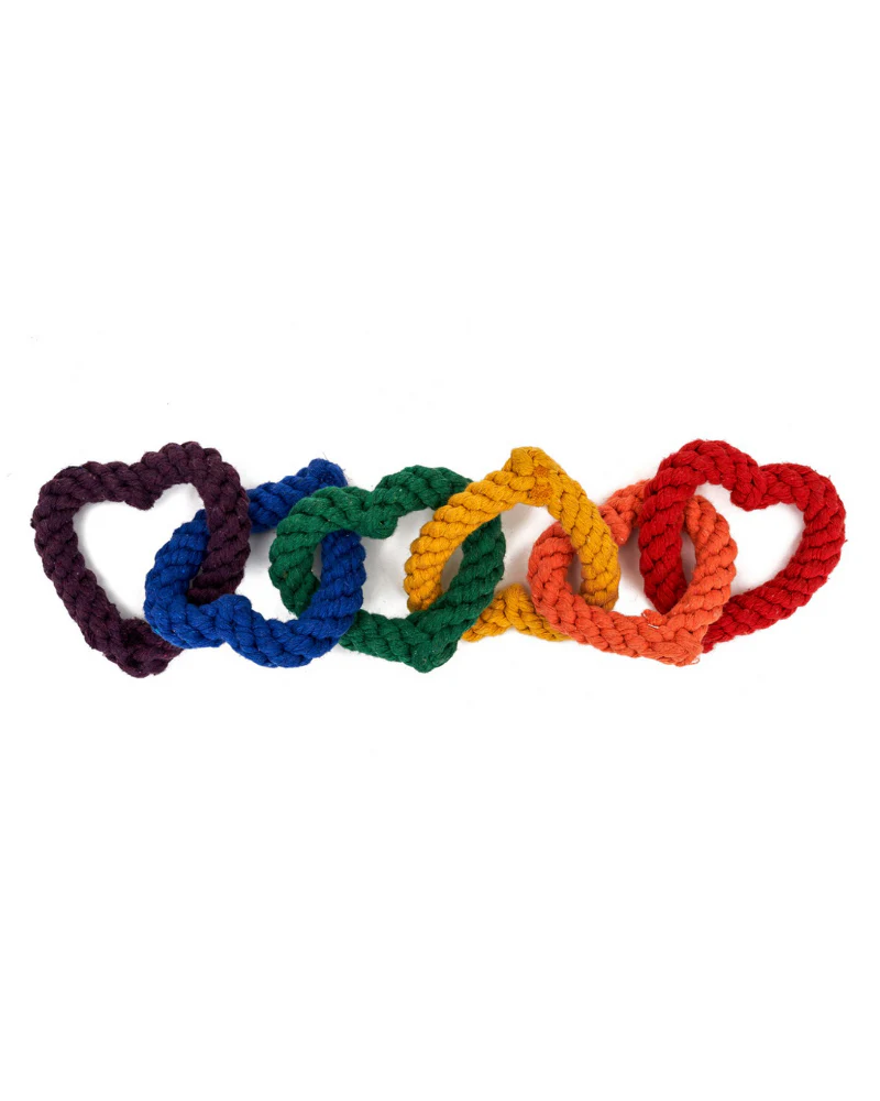6 Chain Heart Rope Dog Toy in Rainbow - Image 4