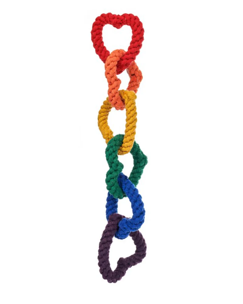 6 Chain Heart Rope Dog Toy in Rainbow - Image 5