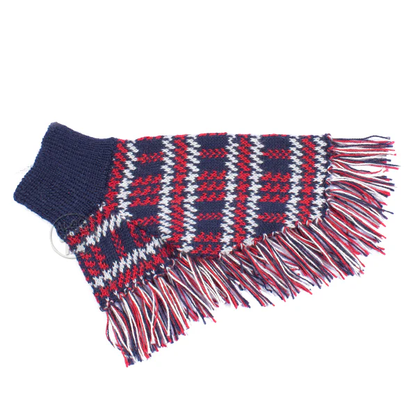 ALQO WASI | Blue Plaid Sweater Poncho - Image 2