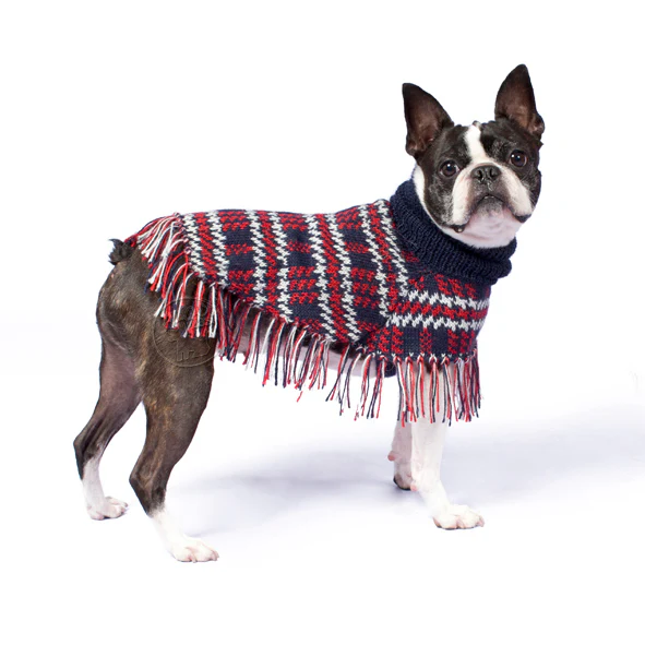ALQO WASI | Blue Plaid Sweater Poncho - Image 3