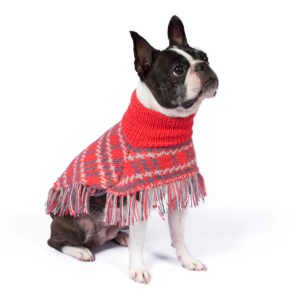 ALQO WASI | Coral Plaid Sweater Poncho - Image 3