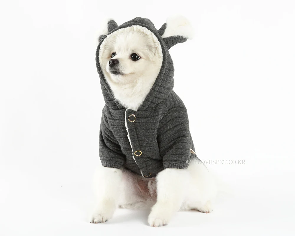 AMY LOVES PET | Bunny Hoodie in Grey - Image 4