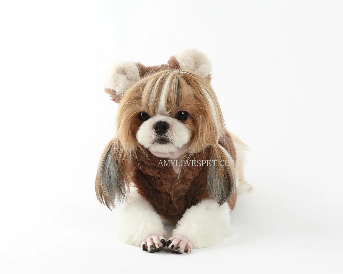 AMY LOVES PET | Furry Brown Bear Hoodie - Image 2