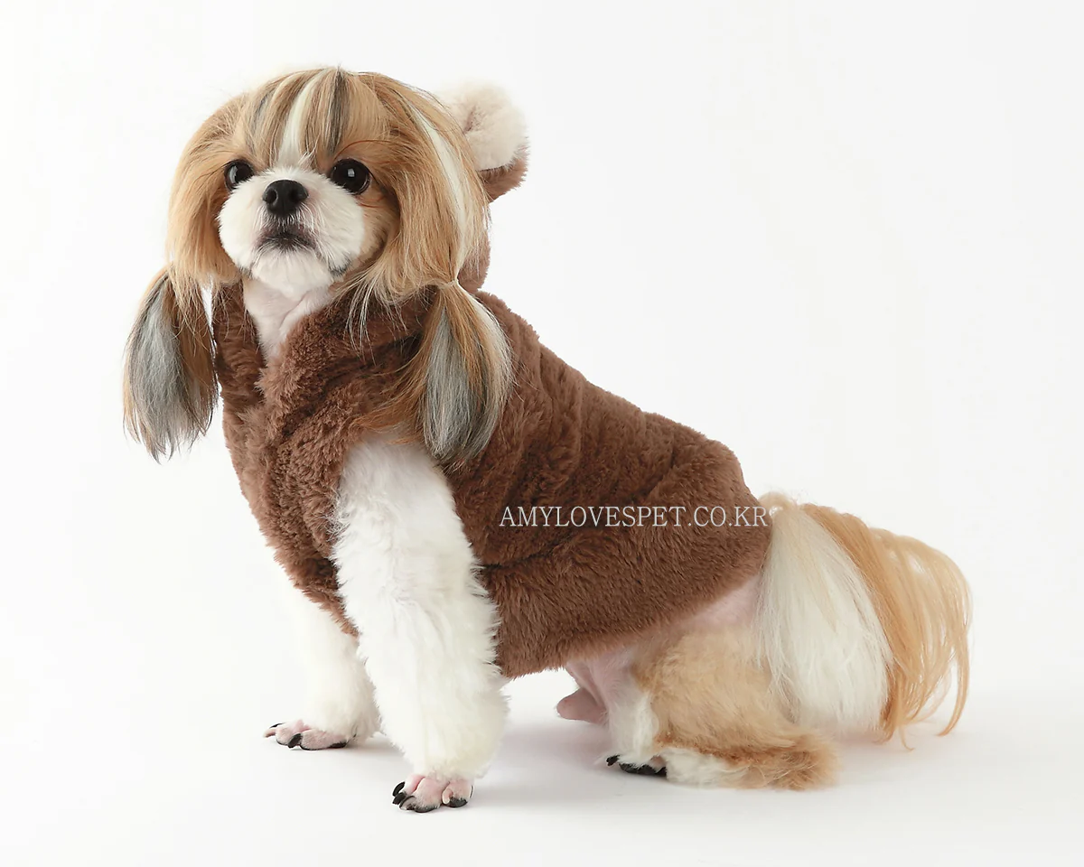 AMY LOVES PET | Furry Brown Bear Hoodie - Image 4