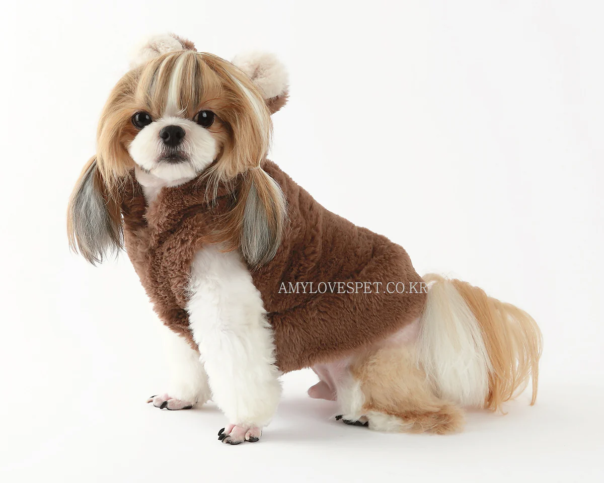 AMY LOVES PET | Furry Brown Bear Hoodie - Image 8