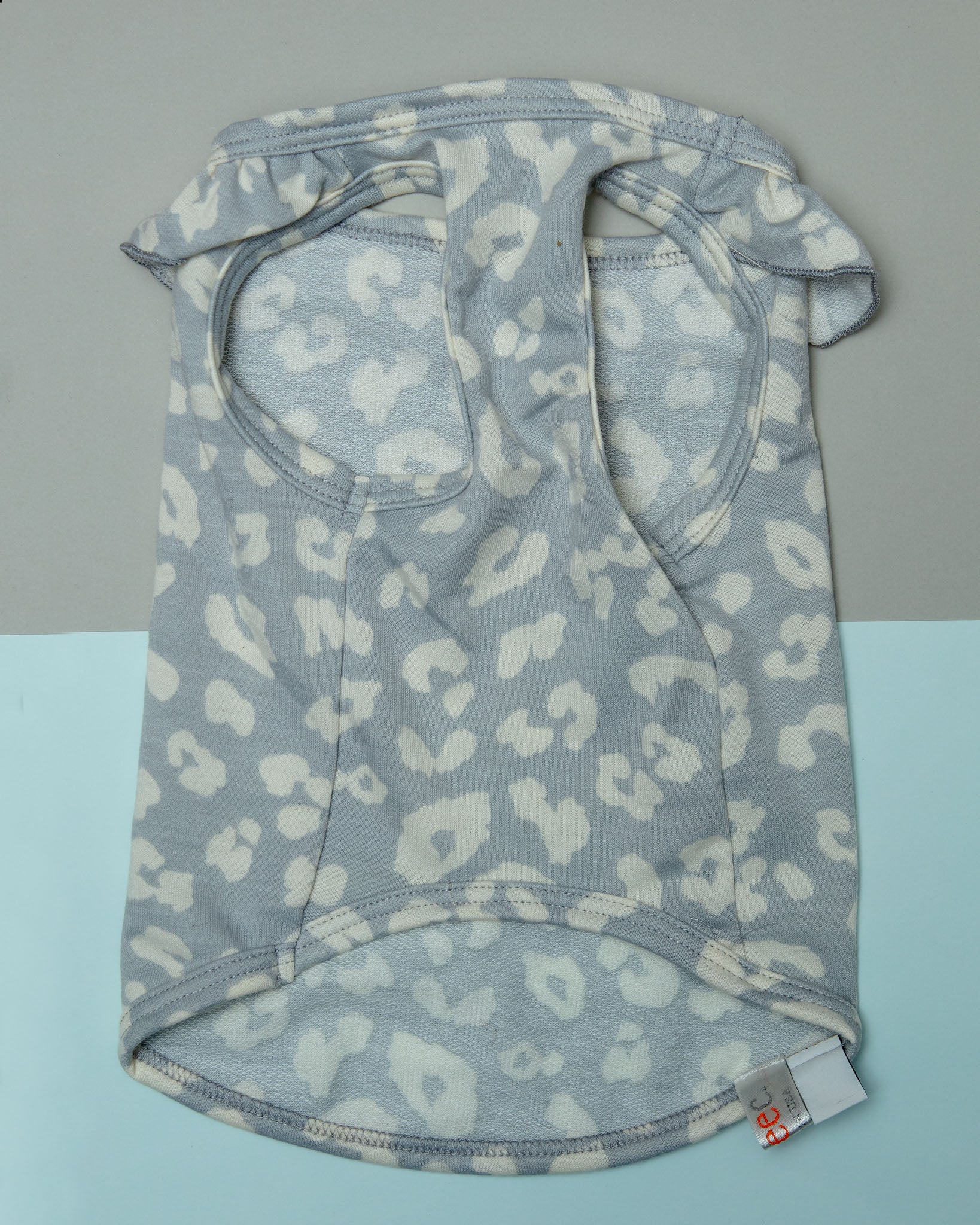 Animal Print Ruffle Neck Dog Top in Ivory and Grey (Made in the USA) (CLEARANCE) - Image 3