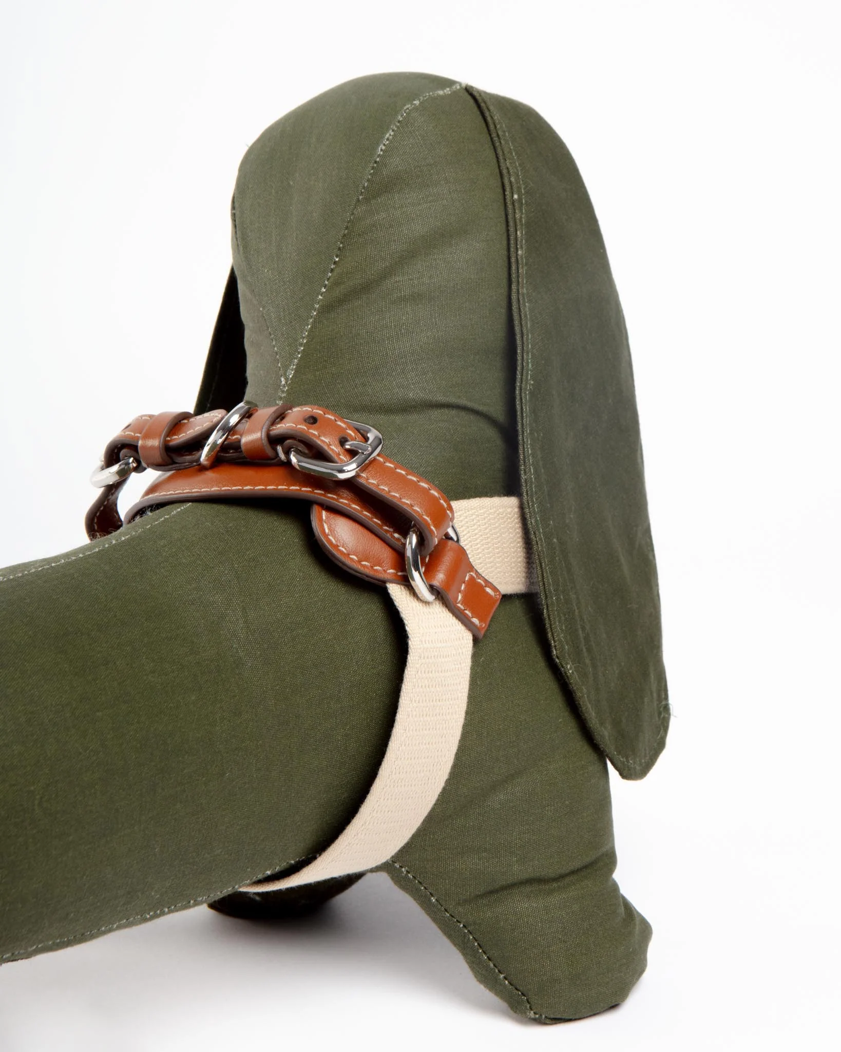 Aria Textile Dog Harness in Natural + Tobacco (Made in Italy) - Image 7
