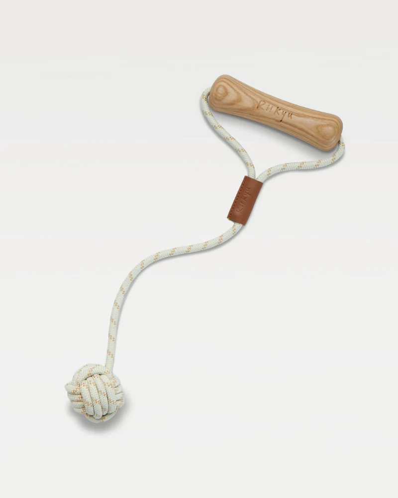 Ash Wood Handle + Rope Ball Dog Toy - Image 3