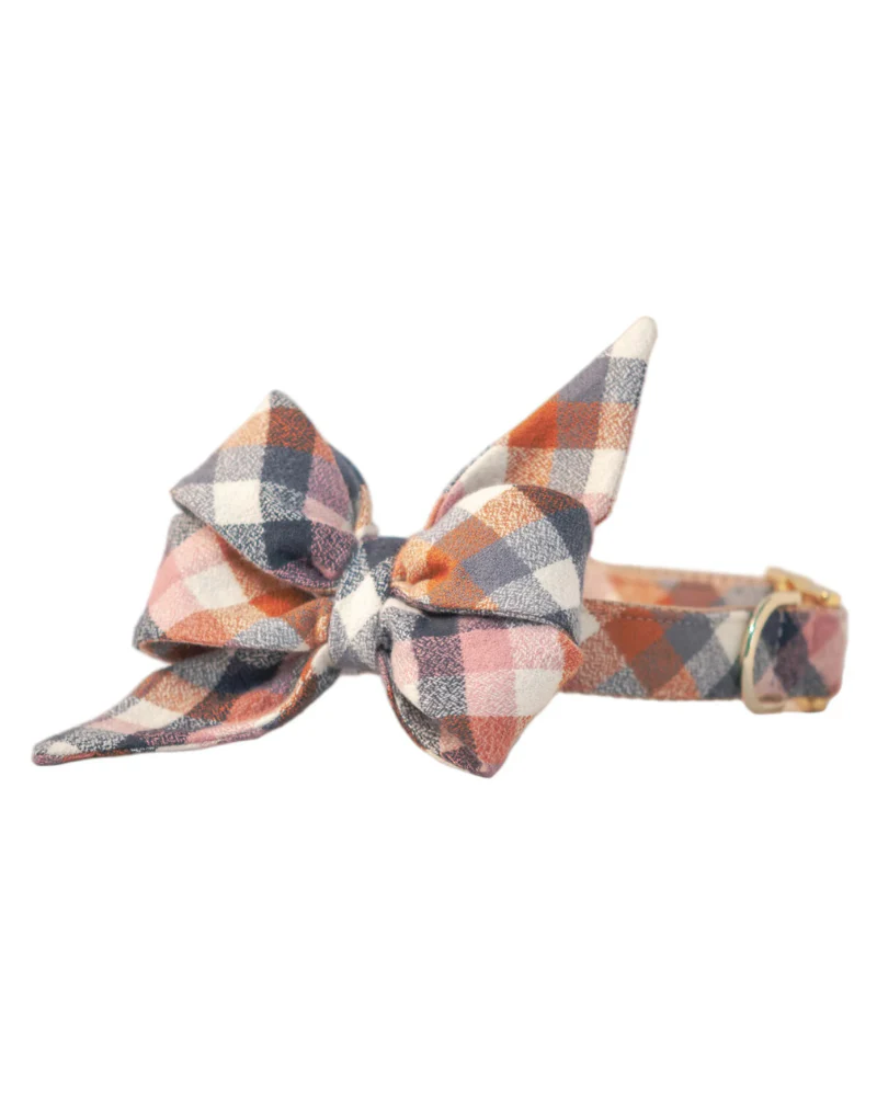 Aspen Flannel Belle Bow Dog Collar (Made in the USA) - Image 2
