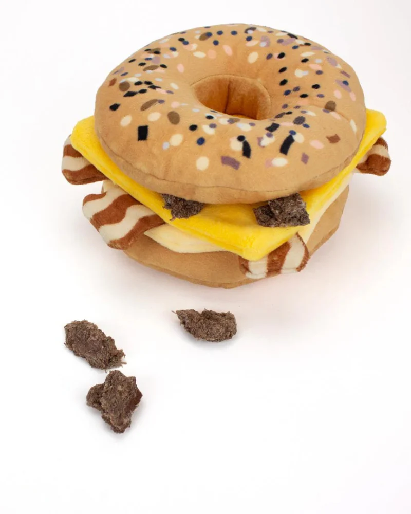 Bacon, Egg & Cheese Bagel Crinkly Snuffle Dog Toy - Image 4