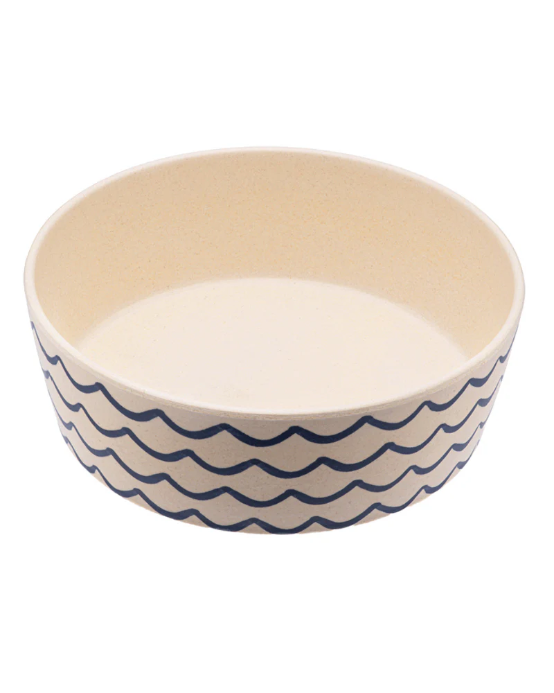 Bamboo Pet Bowl in Ocean Waves - Image 3