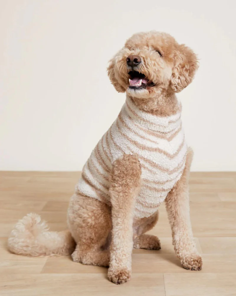 CozyChic Dog Sweater in Cream & Tan Tiger Stripes - Image 2