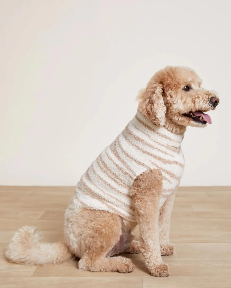 CozyChic Dog Sweater in Cream & Tan Tiger Stripes - Image 4