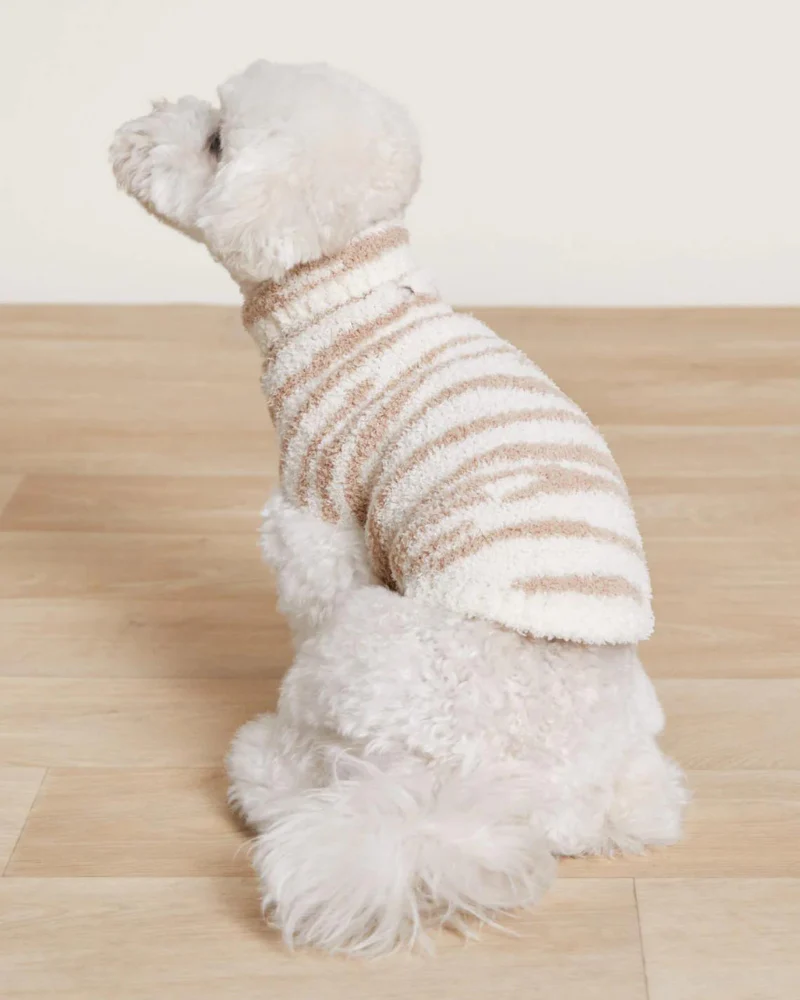CozyChic Dog Sweater in Cream & Tan Tiger Stripes - Image 5