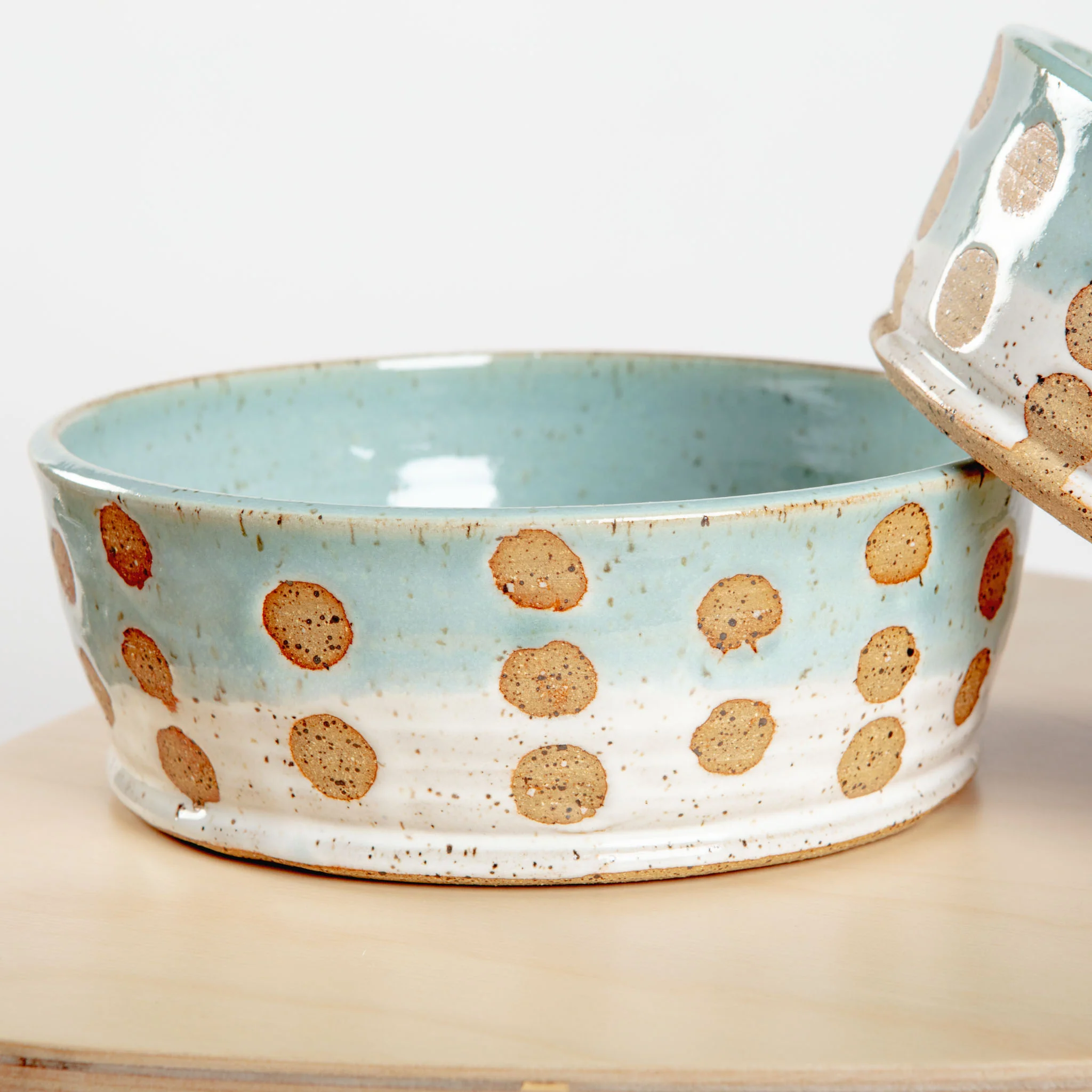 Ceramic Spotted Jade Dog Bowl (Made in the USA) (FINAL SALE) - Image 3