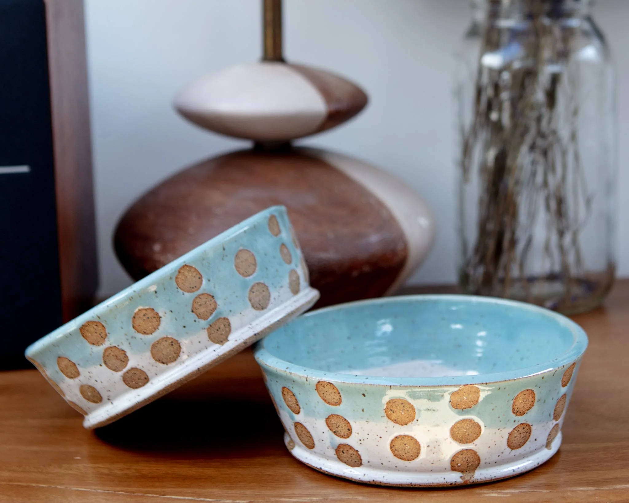 Ceramic Spotted Jade Dog Bowl (Made in the USA) (FINAL SALE) - Image 5