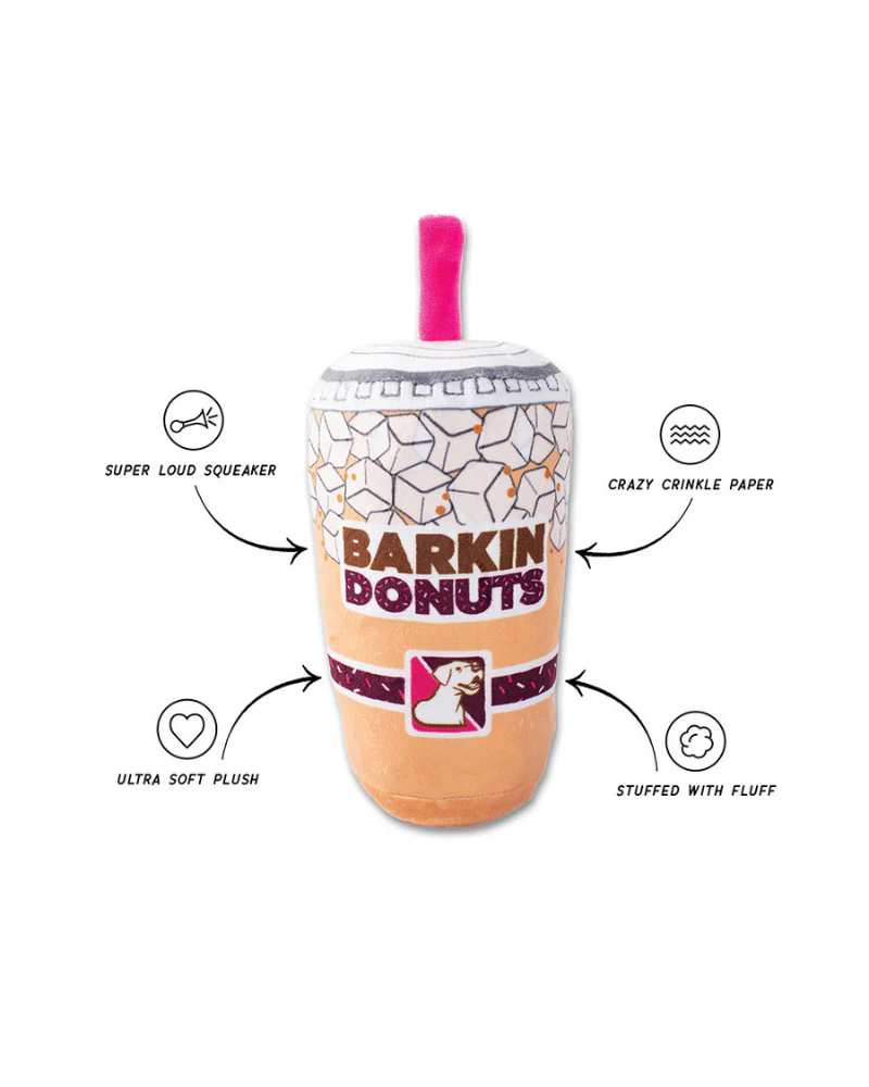Barkin Donuts Iced Coffee Crinkle + Squeak Plush Dog Toy (FINAL SALE) - Image 4