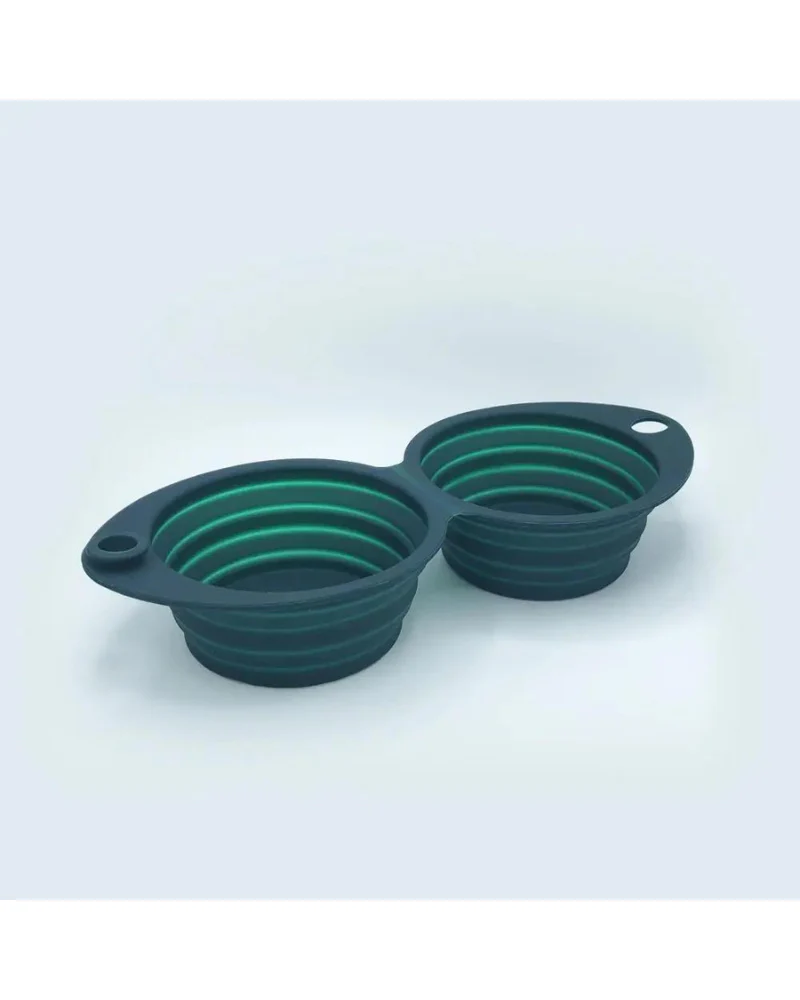 Double Travel Dog Bowl in Forest Green - Image 2