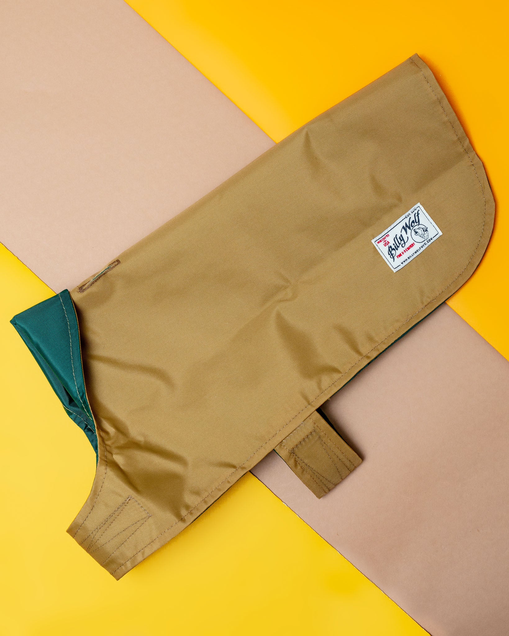 Carson Reversible Dog Raincoat in Green & Tan (Made in the USA) << FINAL SALE >> - Image 3