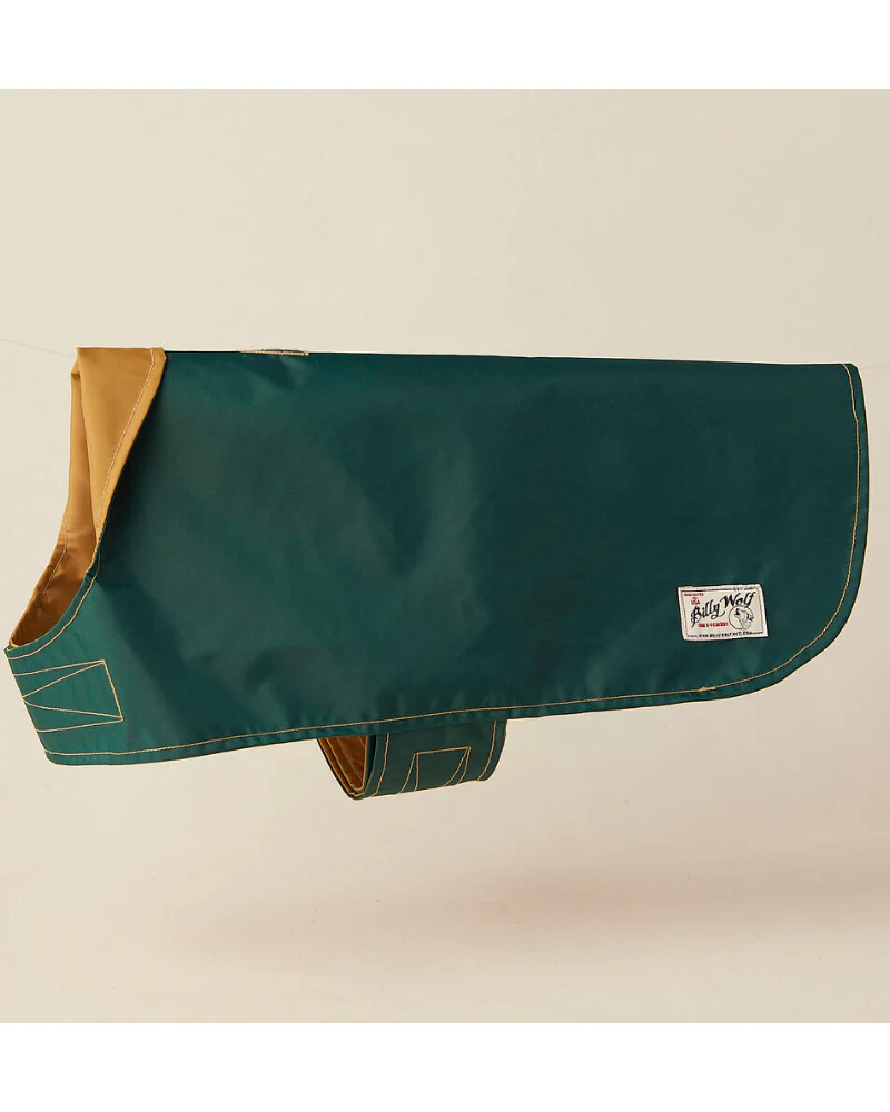 Carson Reversible Dog Raincoat in Green & Tan (Made in the USA) << FINAL SALE >> - Image 4