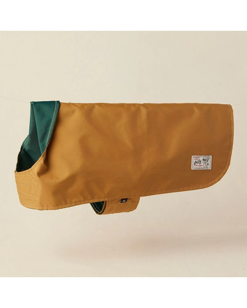 Carson Reversible Dog Raincoat in Green & Tan (Made in the USA) << FINAL SALE >> - Image 6