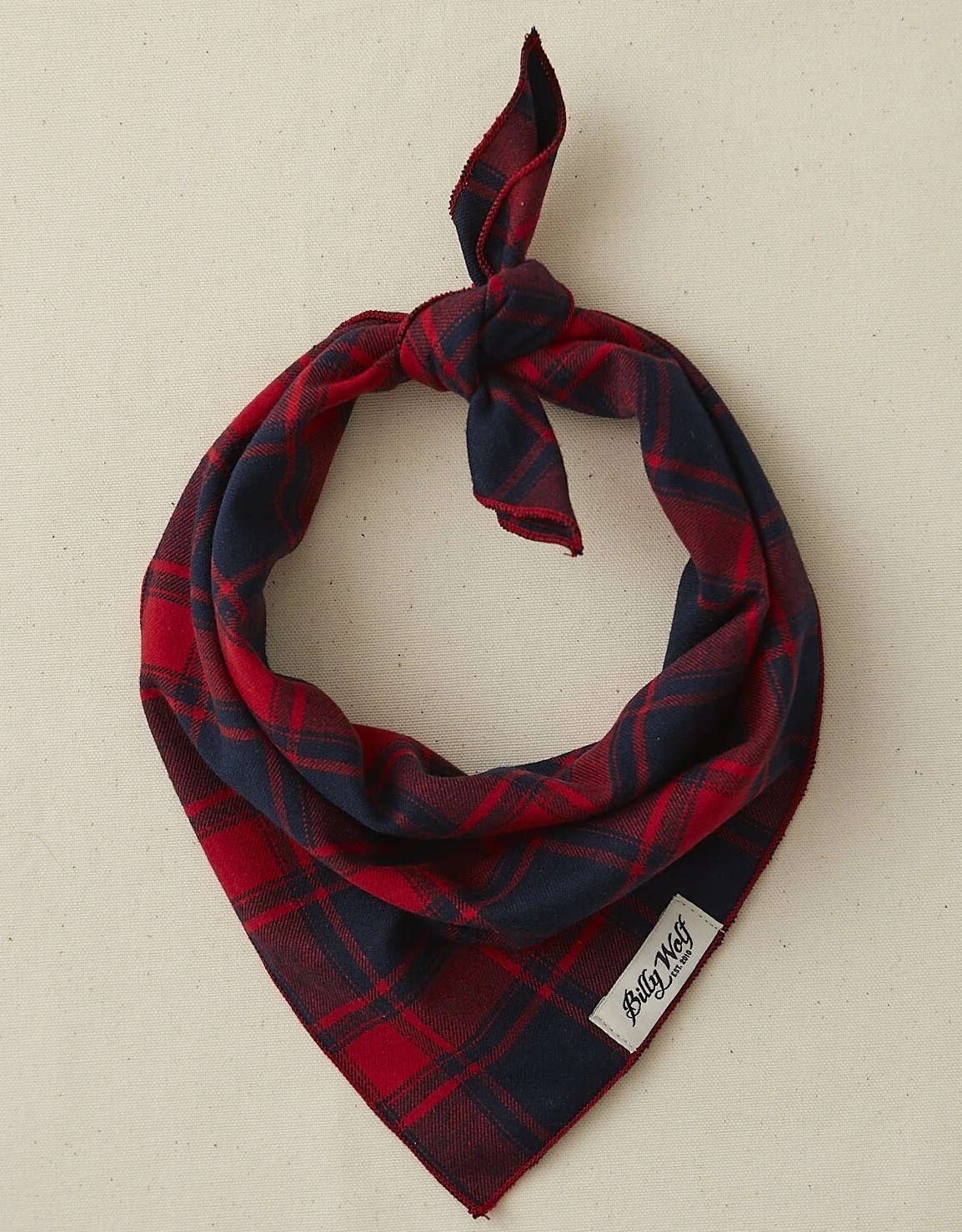 Charley Red & Navy Plaid Flannel Dog Bandana << FINAL SALE >> - Image 2