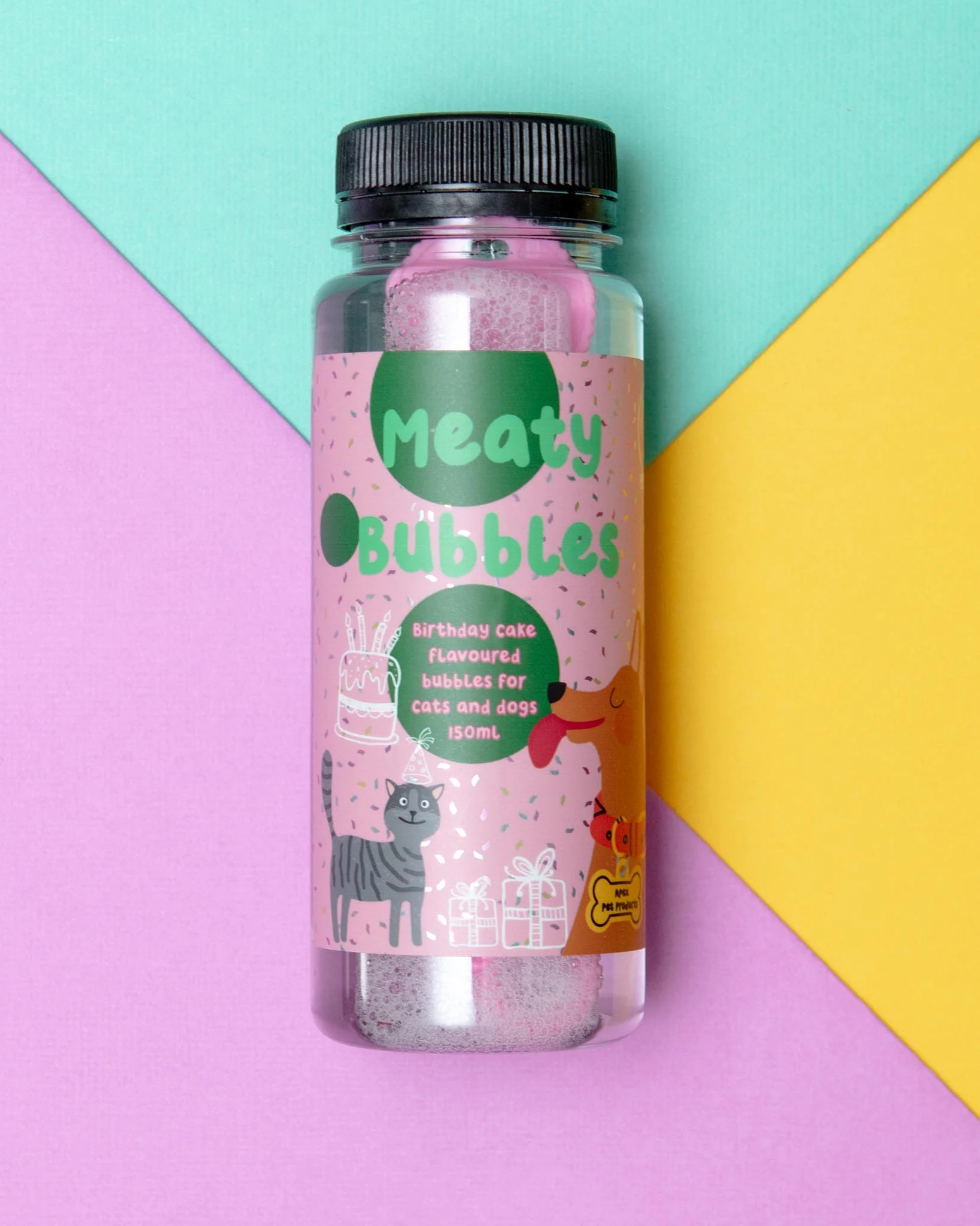 Birthday Cake Flavored Bubbles for Dogs & Cats (Vegan, Gluten Free and Halal Safe!)