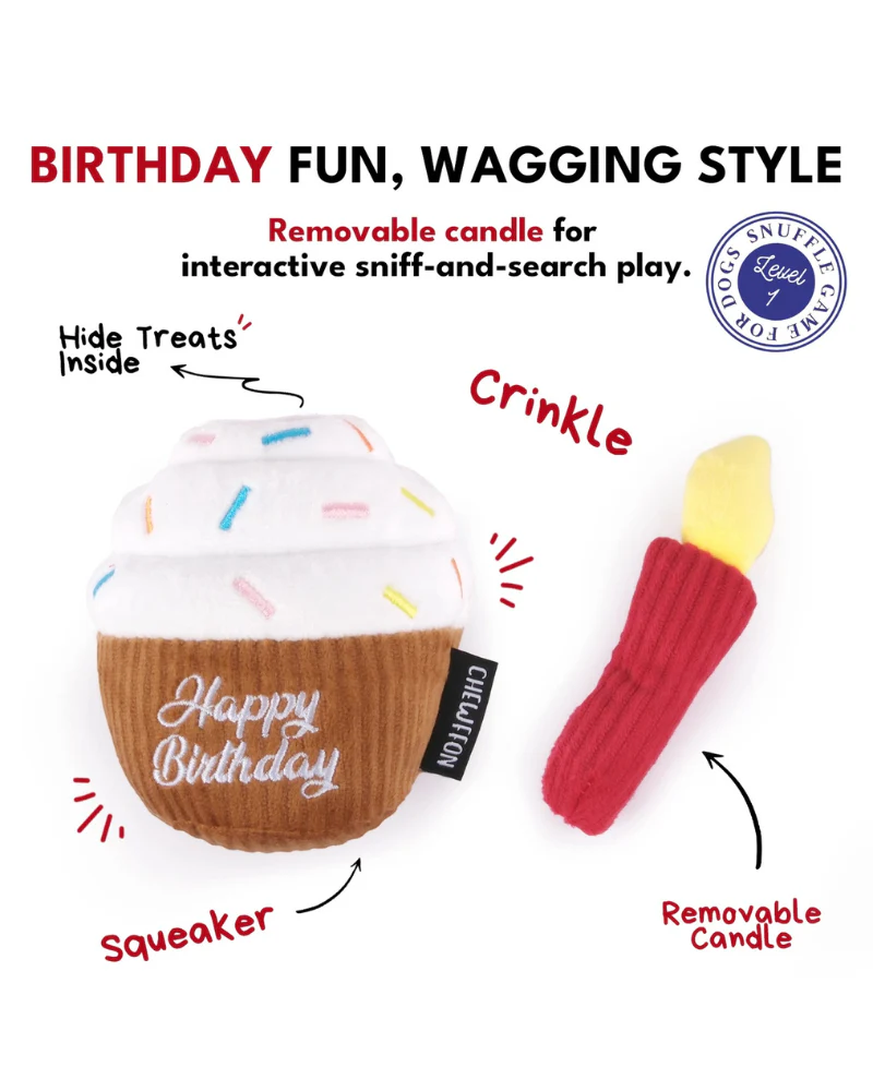 Birthday Cupcake Squeaky Snuffle Dog Toy - Image 5