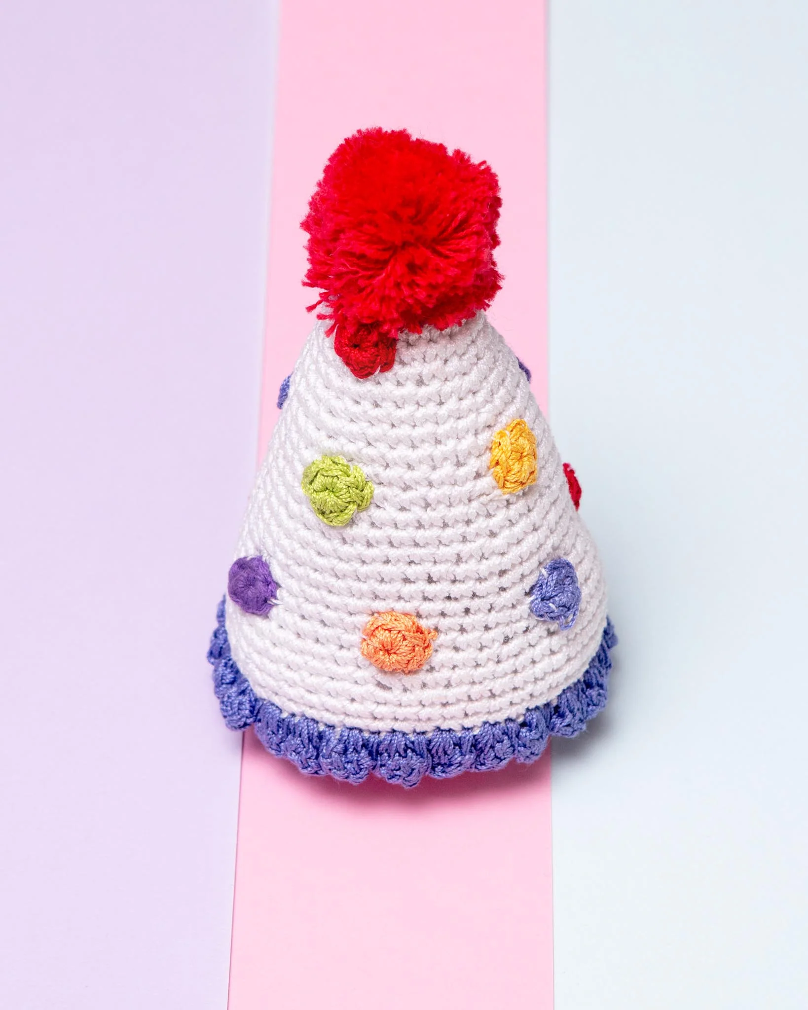 Birthday Hat Knit Organic Cotton Dog Toy - Image 3