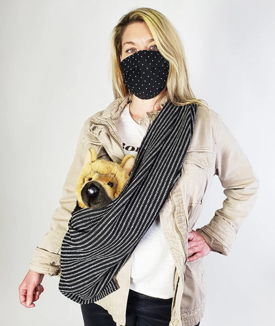 Black and White Pinstripe Woven Cotton Dog Sling - Image 3