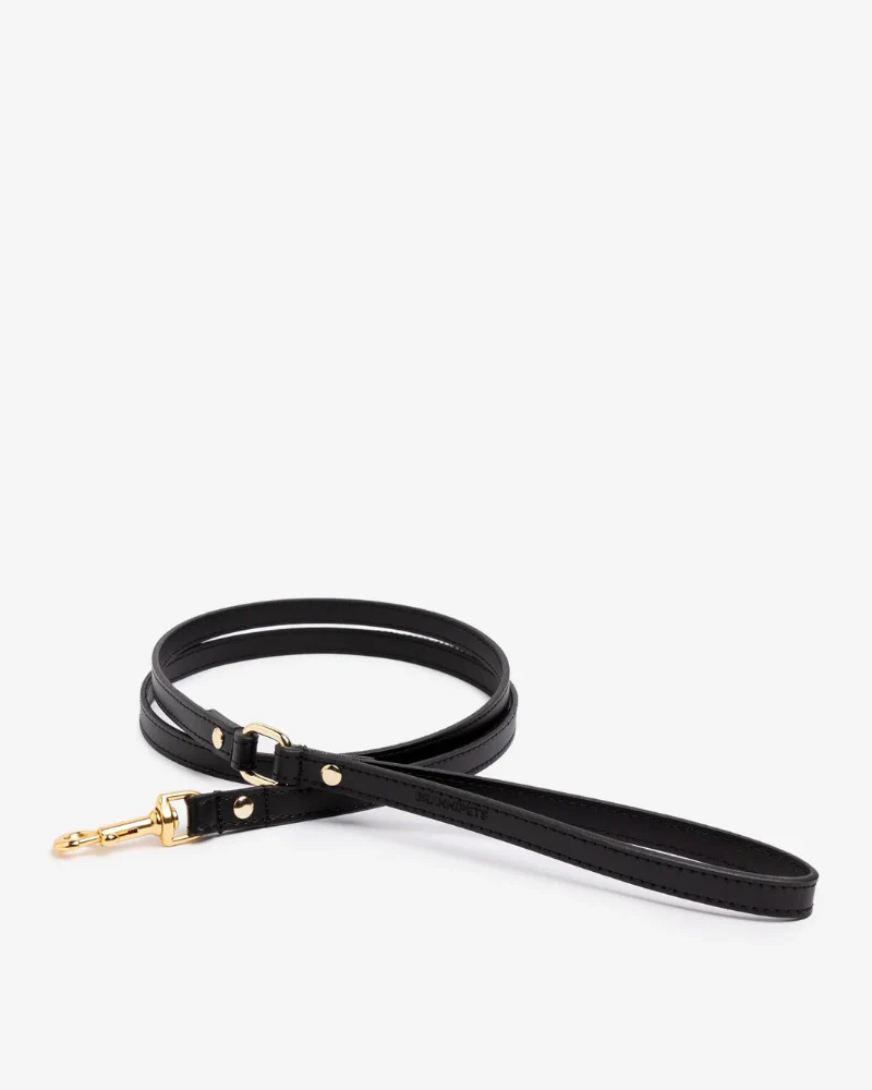 Black Nara Leather Dog Leash with Brass Hardware (Made in Italy) (FINAL SALE) - Image 3