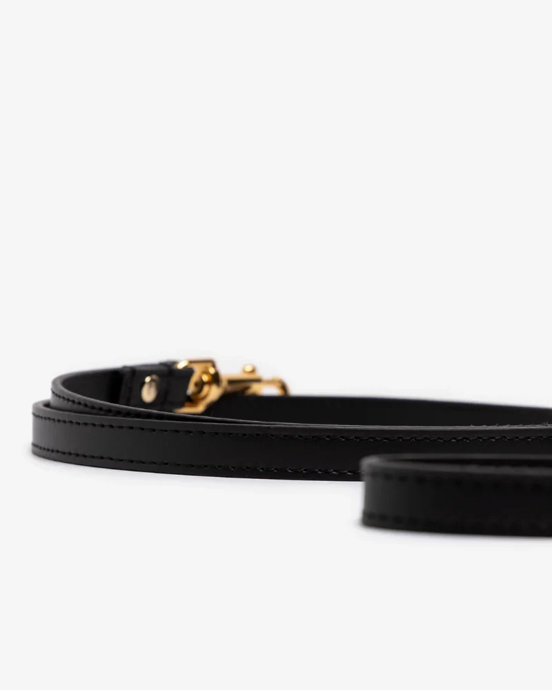 Black Nara Leather Dog Leash with Brass Hardware (Made in Italy) (FINAL SALE) - Image 5