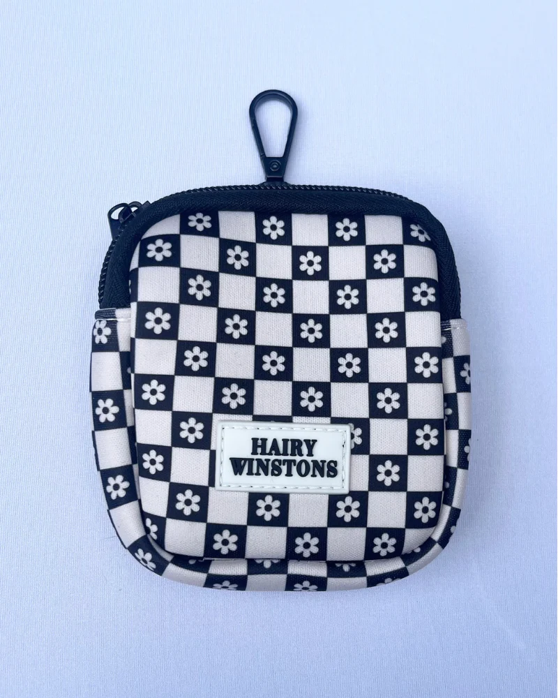 Black + White Flower Dog Treat Bag
