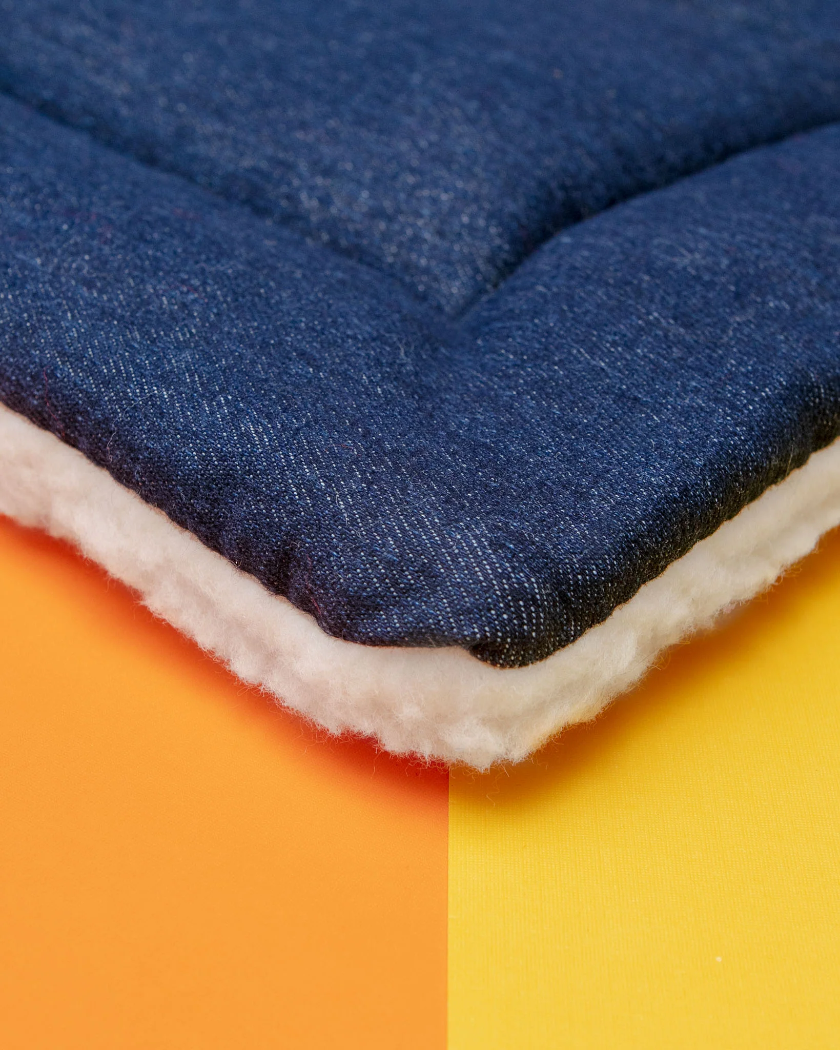 Blue Denim & Shearling Pet Napping Mat (Made in the USA) - Image 2