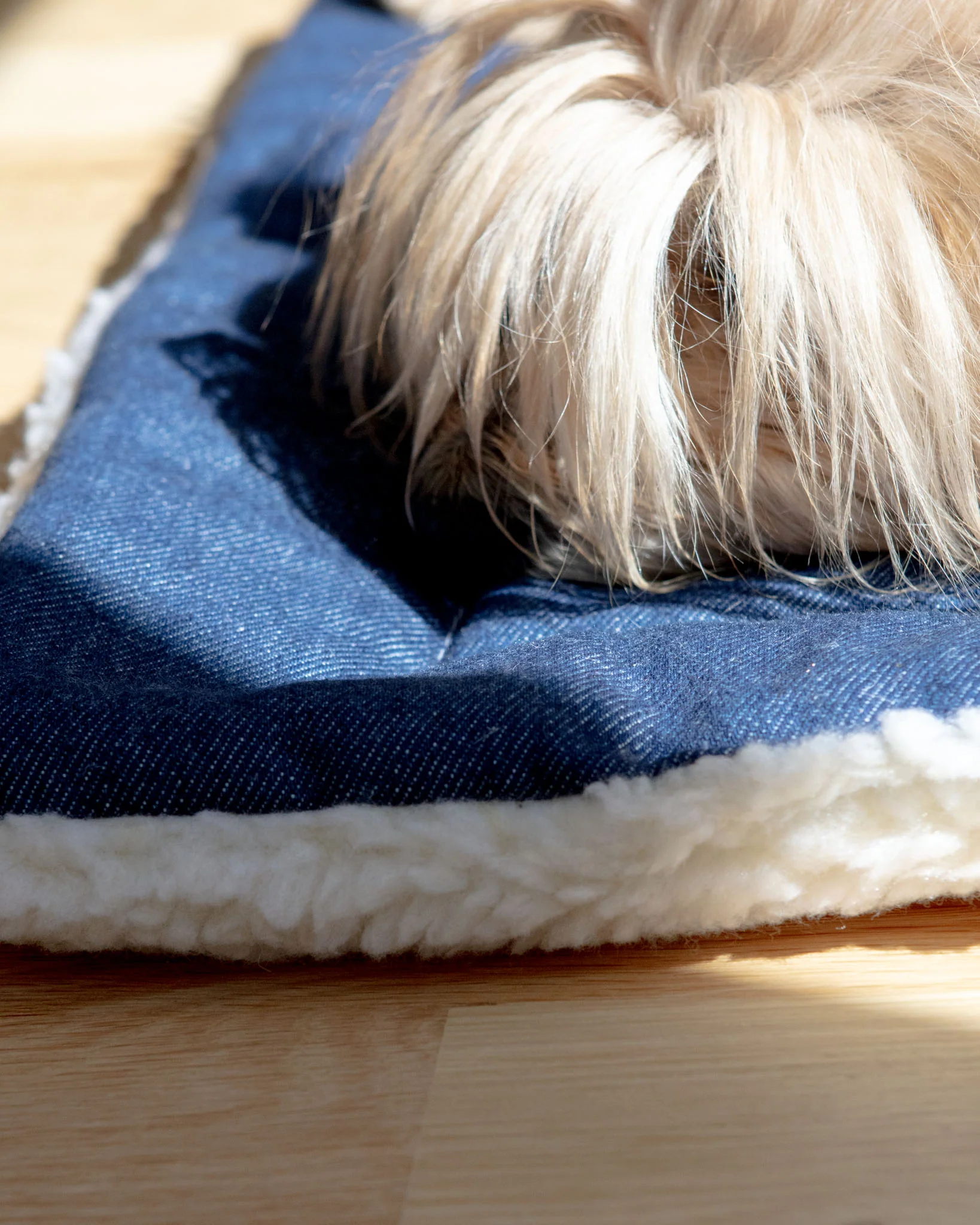Blue Denim & Shearling Pet Napping Mat (Made in the USA) - Image 5