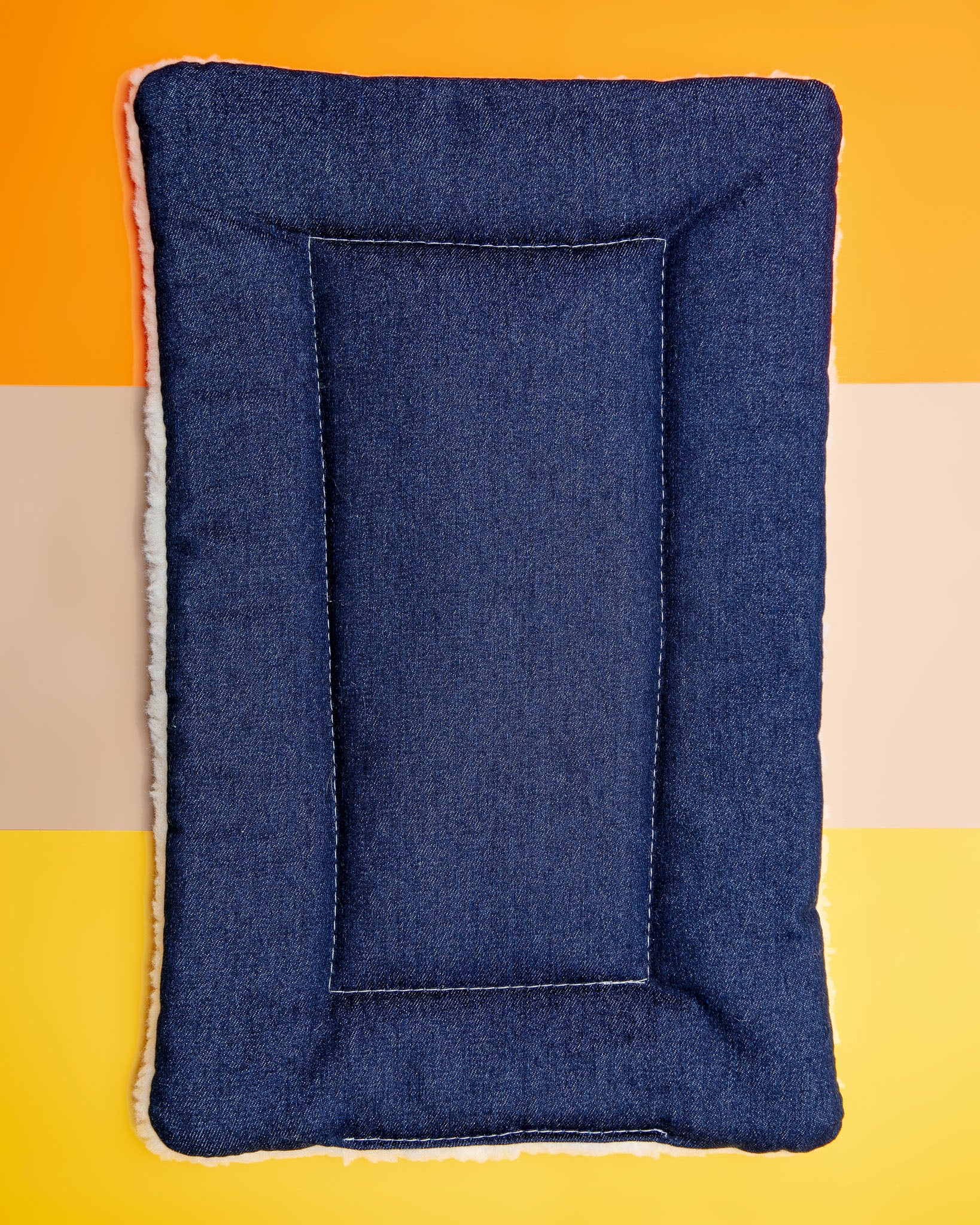 Blue Denim & Shearling Pet Napping Mat (Made in the USA) - Image 6