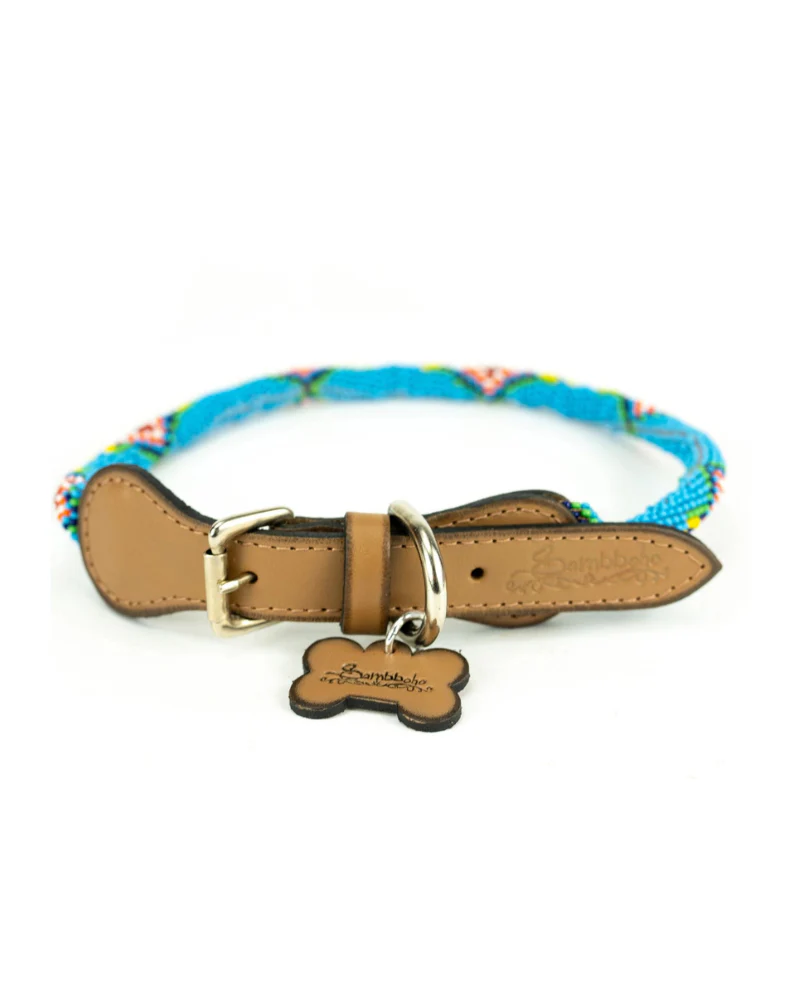 Blue Vogue Beaded Dog Collar (Rolled or Flat) - Image 6