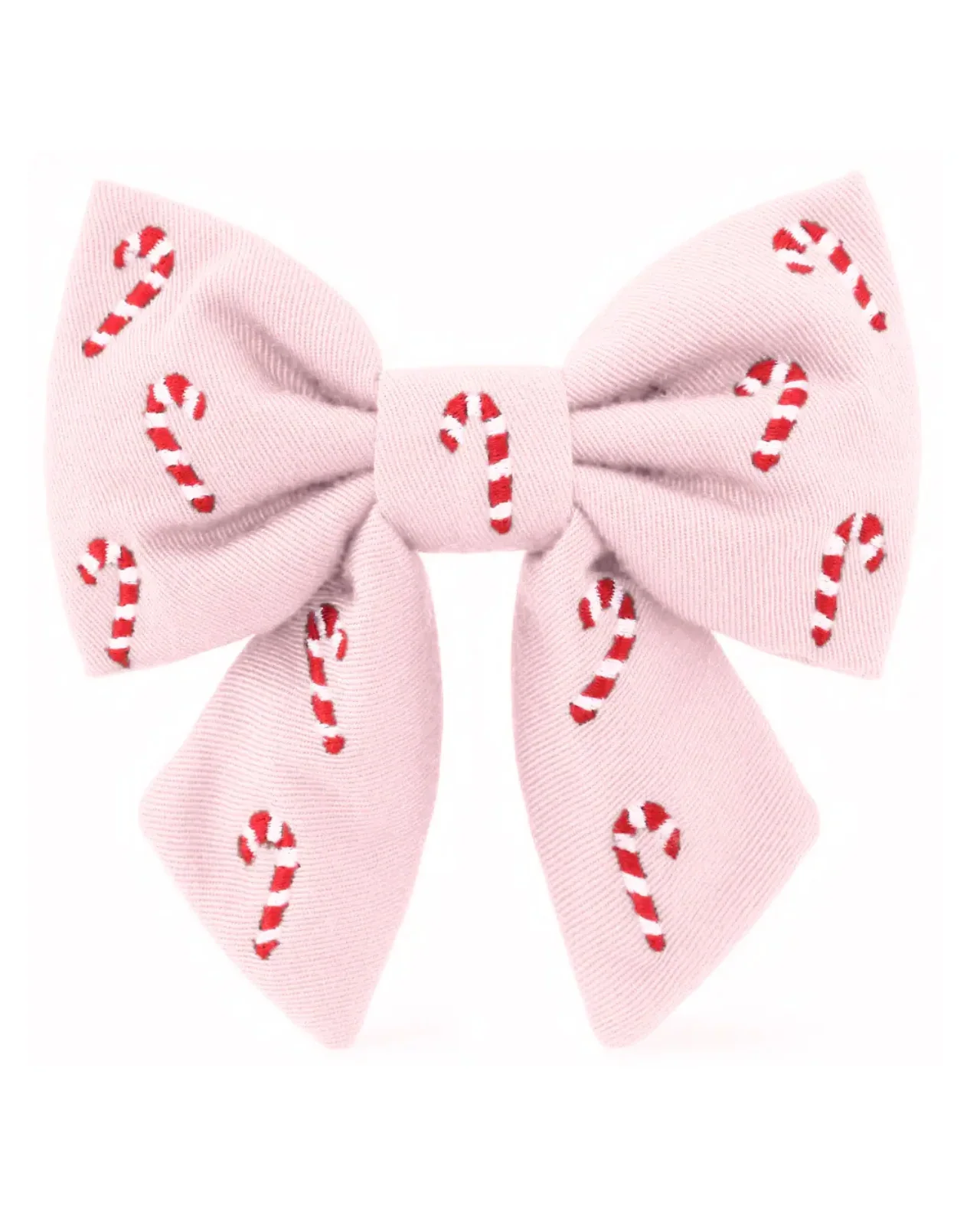 Blush Pink Embroidered Candy Canes Lady Dog Bow (Made in the USA) - Image 4