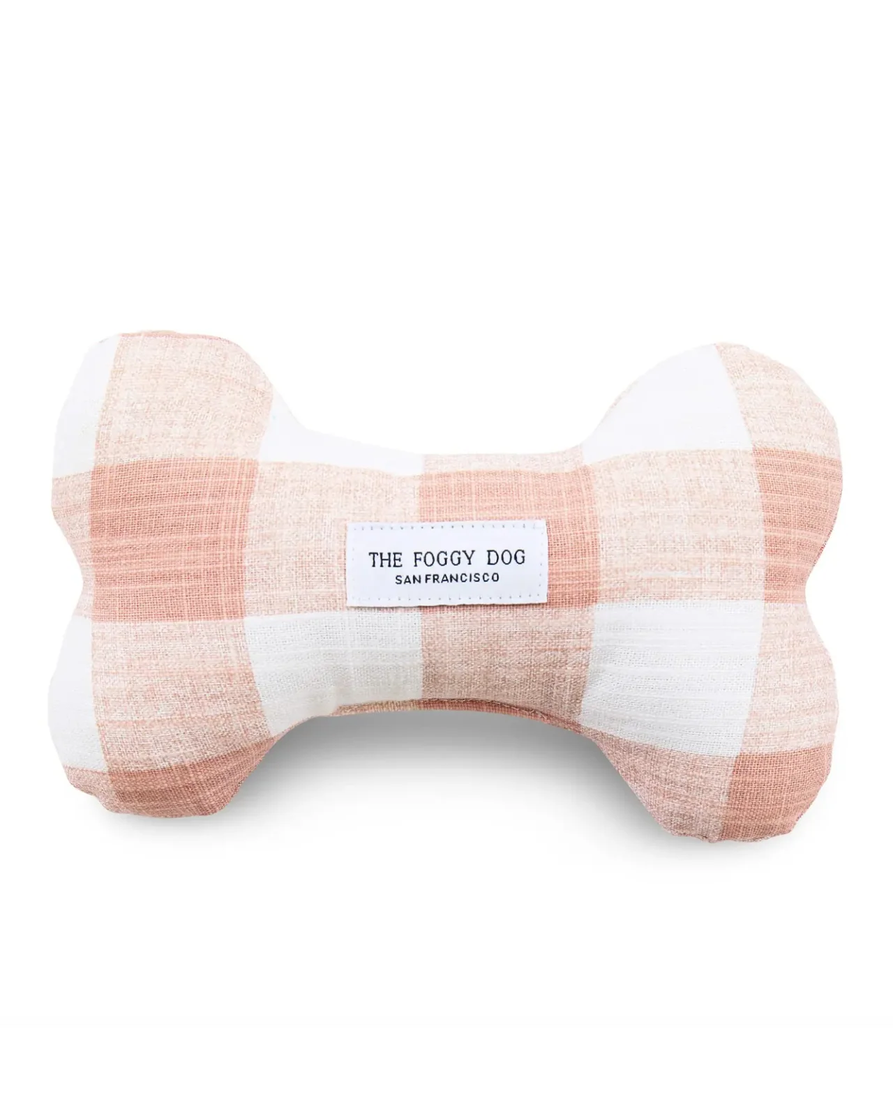 Blush Pink Gingham Dog Bone Squeaky Plush Toy (FINAL SALE) - Image 2