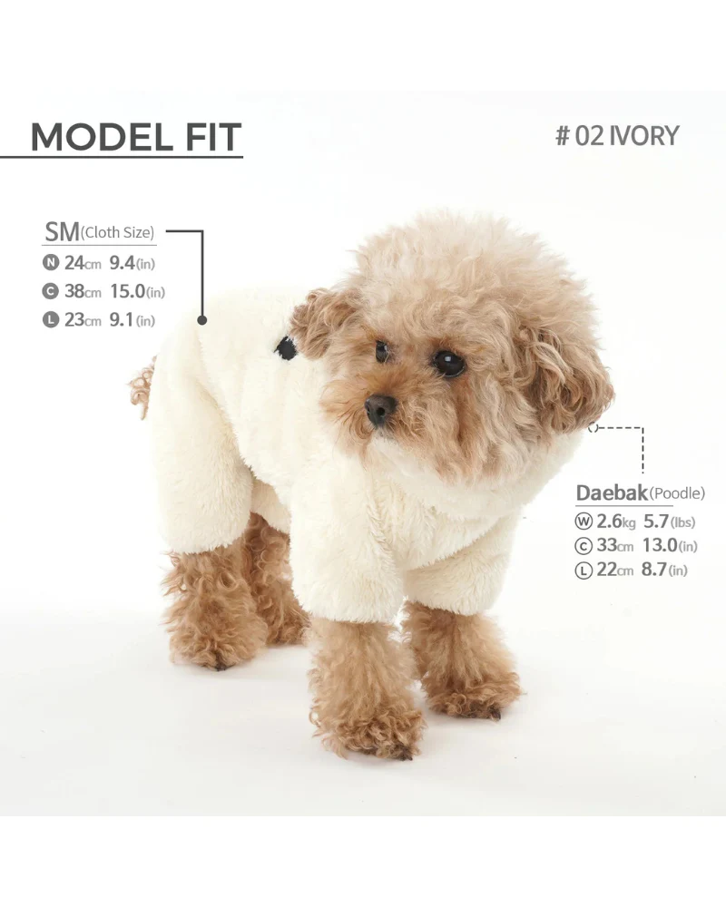 Boa Fleece Onesie for Dogs - Regular Fit (in Blue, Pink, Brown Ivory, or Grey) (FINAL SALE) - Image 14