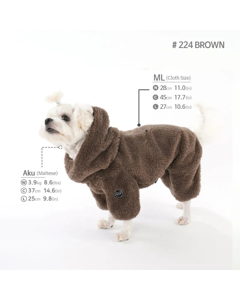 Boa Fleece Onesie for Dogs - Regular Fit (in Blue, Pink, Brown Ivory, or Grey) (FINAL SALE) - Image 16