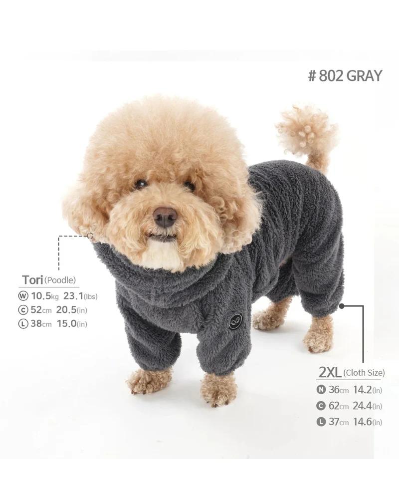 Boa Fleece Onesie for Dogs - Regular Fit (in Blue, Pink, Brown Ivory, or Grey) (FINAL SALE) - Image 18
