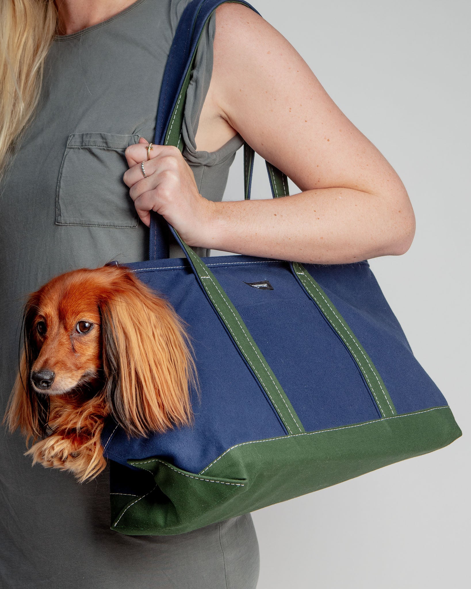 Boat Canvas Dog Tote in Navy and Olive (Dog & Co. Exclusive - Made in the USA) << FINAL SALE >>