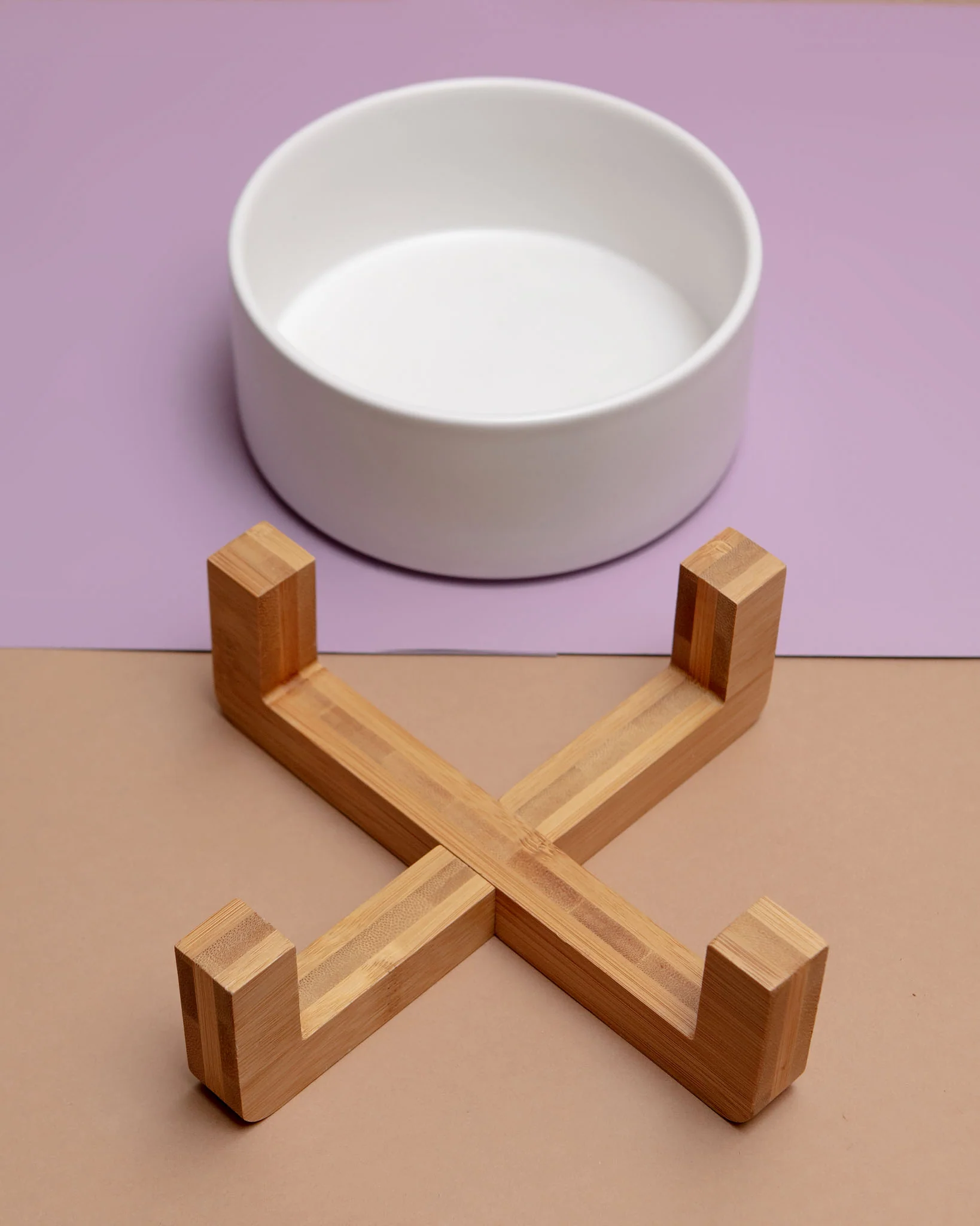Bowl + Stand in Eggshell and Bamboo (Single) - Image 2