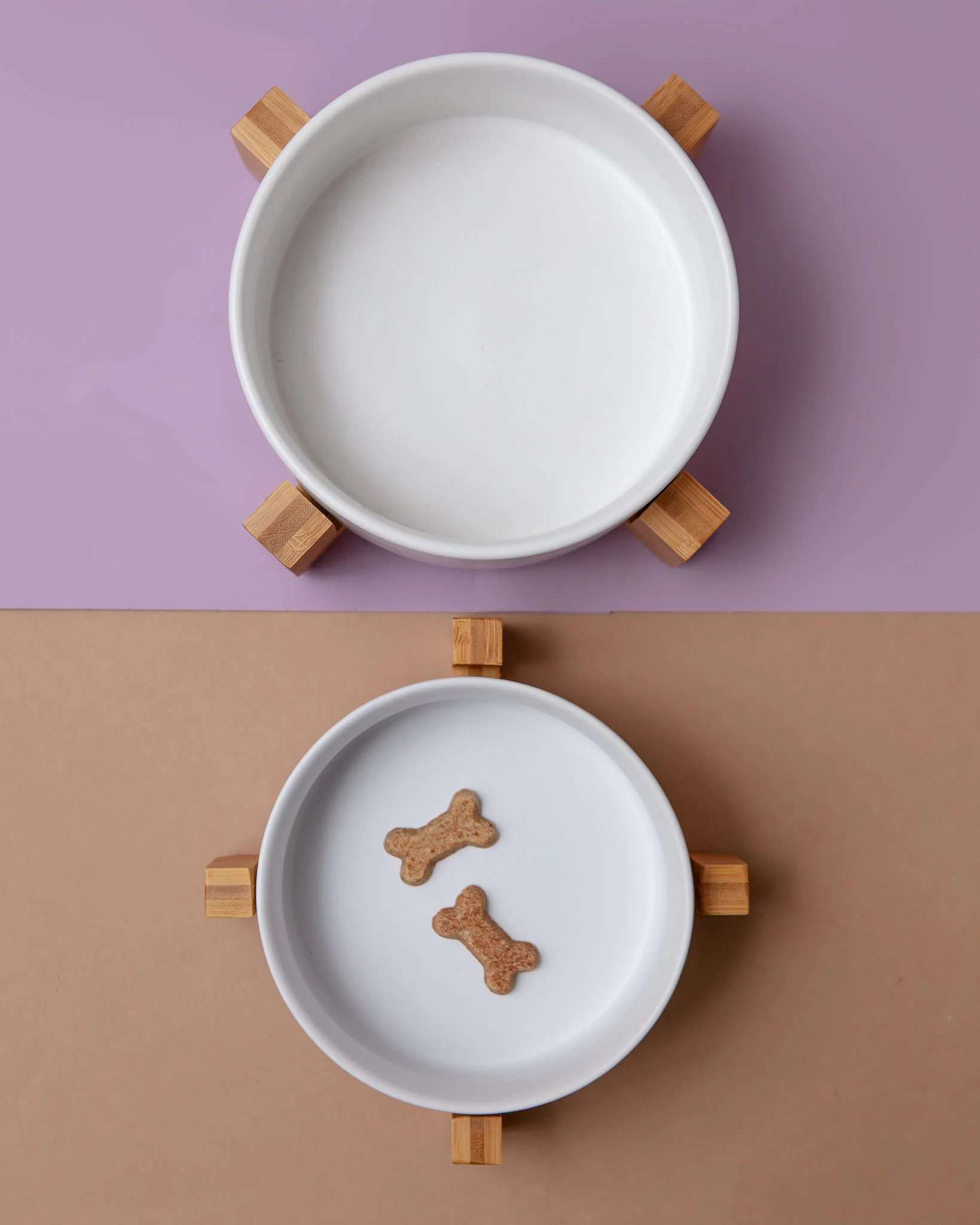 Bowl + Stand in Eggshell and Bamboo (Single) - Image 3