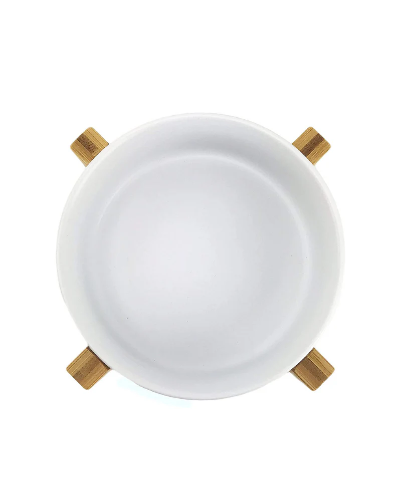 Bowl + Stand in Eggshell and Bamboo (Single) - Image 4