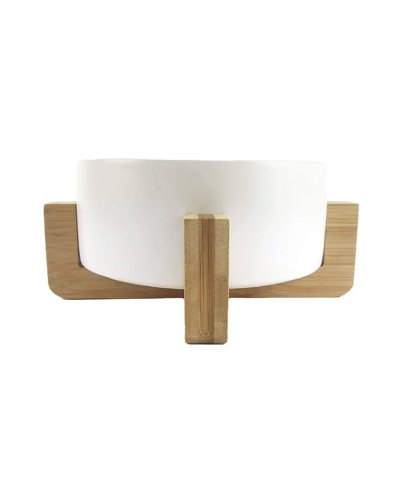 Bowl + Stand in Eggshell and Bamboo (Single) - Image 7