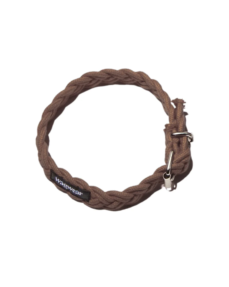 Braided Fisherman Dog Collar in Brown (Made in the USA)