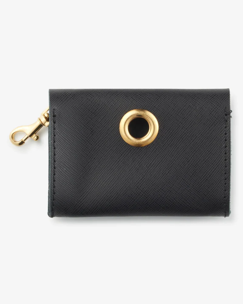 Classic Poop Bag Holder in Black Leather (Made in Italy) - Image 2