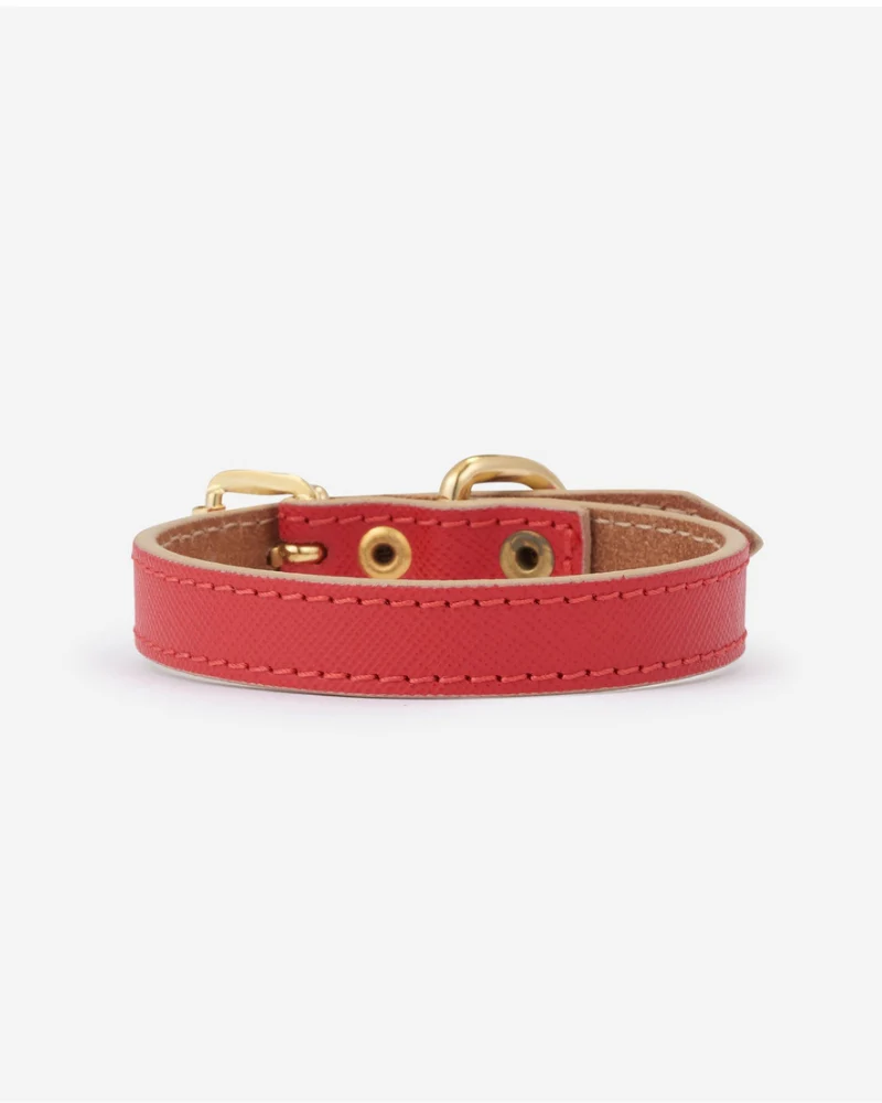 Small Dog Collar in Red Leather (Made in Italy) (FINAL SALE) - Image 4
